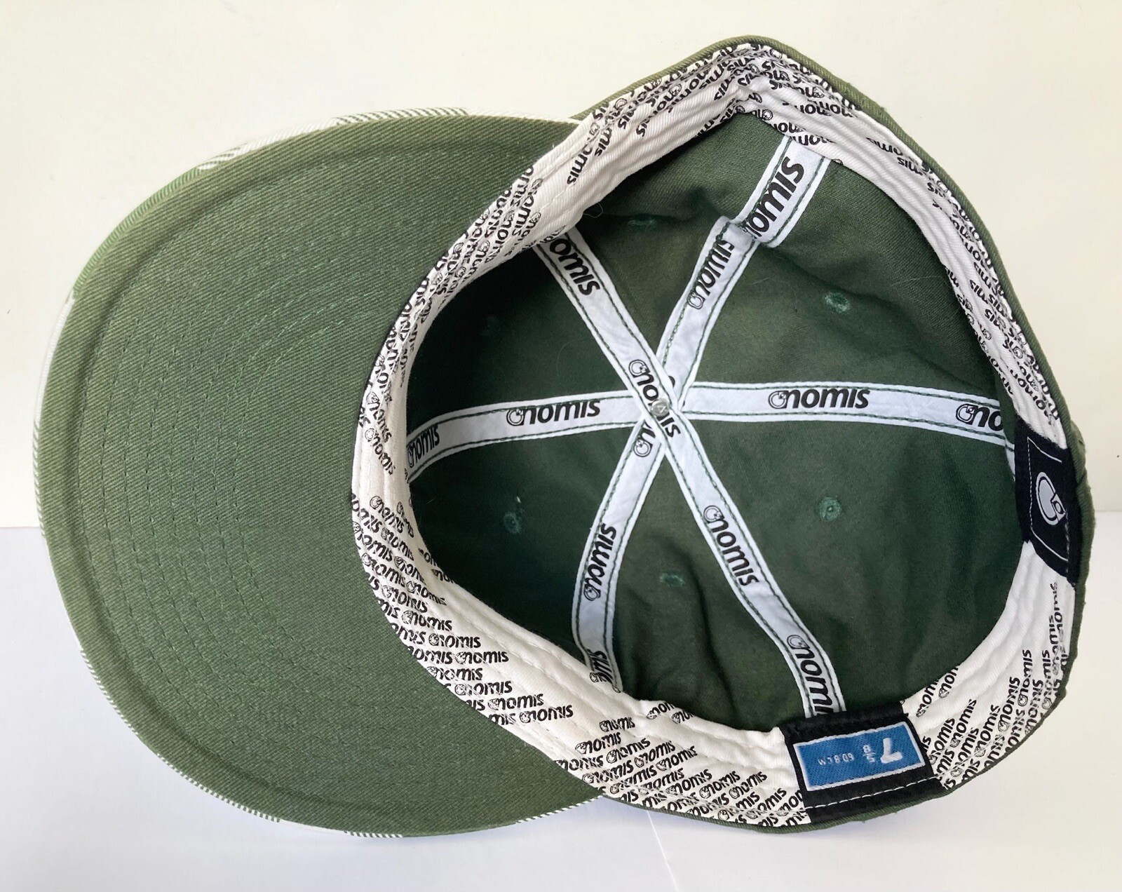 Nomis Simon Fitted Hat Baseball Cap Size 7 5/8 Green with White Plaid