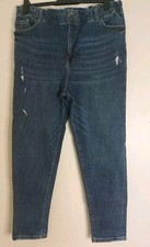 Yours For Good Elastic Highwaist Denim Blue  Females Mom  Jeans UK 16