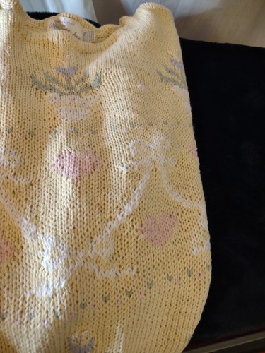 Vintage Hand Knitted 80s Yellow Floral/Ribbon Sweater - Marissa Christina Medium - Picture 5 of 19