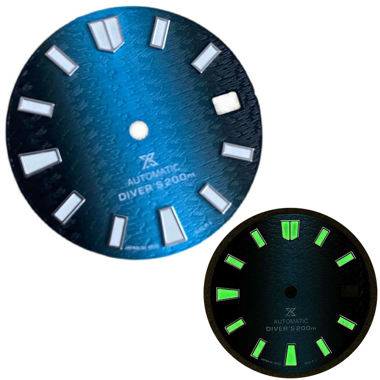 28.5MM Blue Dial Green Luminous Watch Dial for NH35/NH36/4R/7S Watch