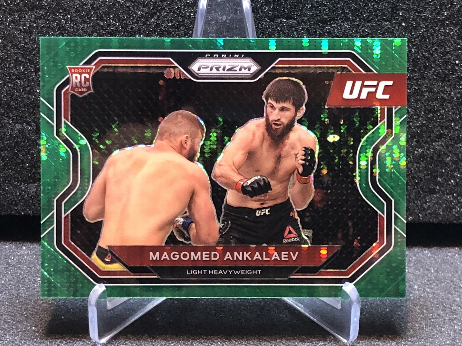2021 Panini Prizm UFC Green Pulsar Prizm /25 Magomed Ankalaev #123 RC Centered
