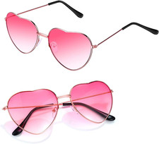 2er Set Herz Sonnenbrille Retro Pilotenbrille für Partys und Kostüme