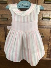Vtg 50's-60's Little Girl's NANNETTE USA-made Pink Stripe Fancy Dress 18-24 mos