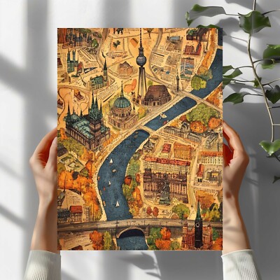 Berlin City Map Premium Poster Schöne Wanddeko Dekoration in 40X30 cm
