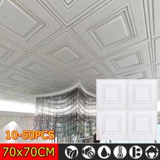 50X Large Drop Ceiling Tiles Wall Sticker XPE Square Glue up Foam Ceiling Panels