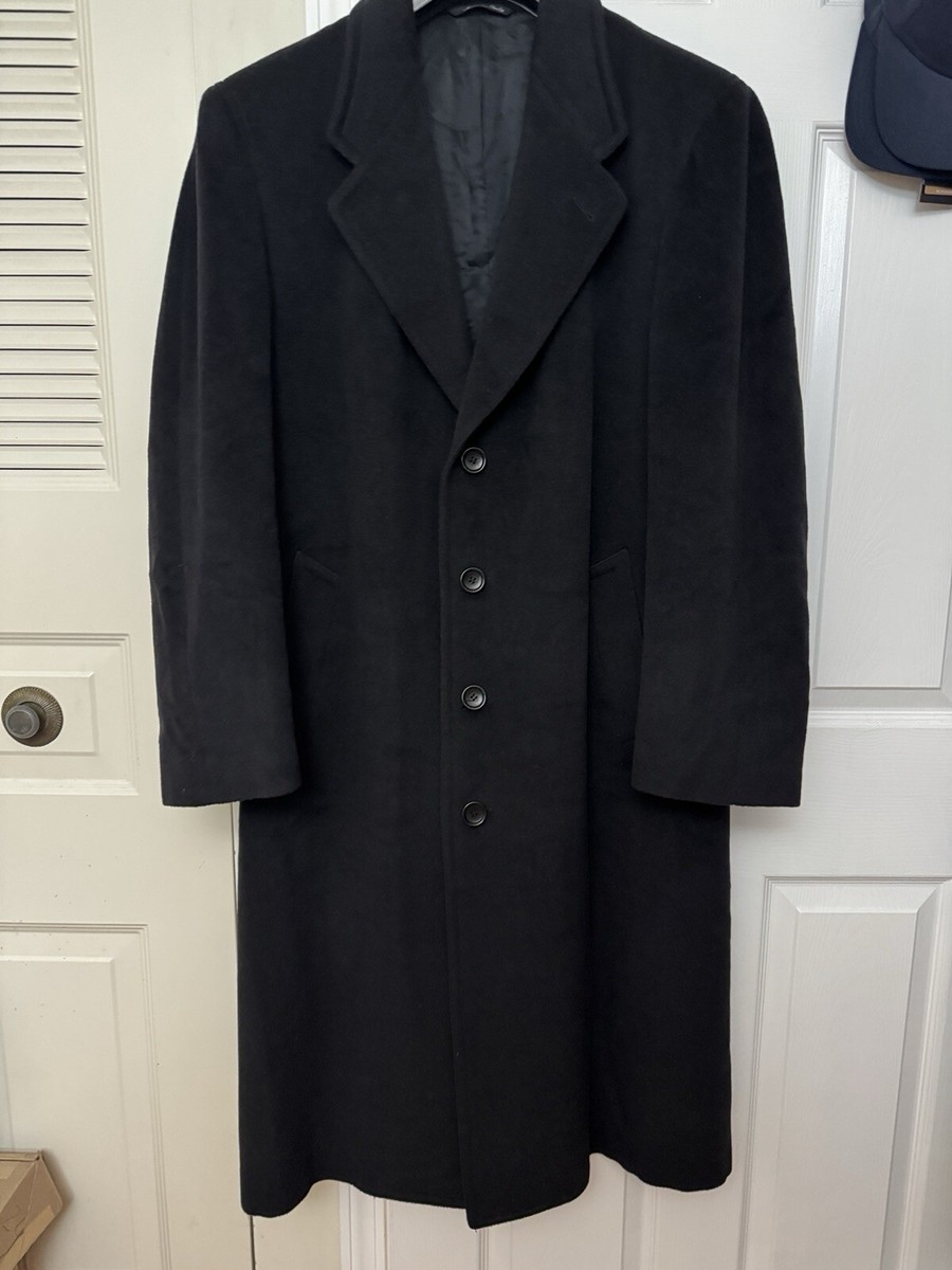 $2195 Canali Men's Classic Fit 100% Wool Long Overcoat Black Size US40R IT50