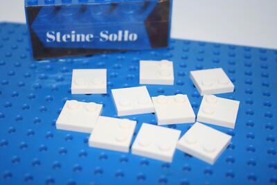 Lego (c) 10x Fliese Platte mit 2 Noppe - weiß - 33909 - 2x2 - tile with 2