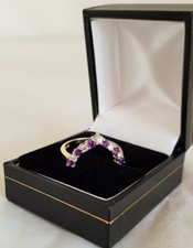 18ct Gold Dress Ring. Set with Brilliant Diamonds & Amethyst. Birmingham 1995 