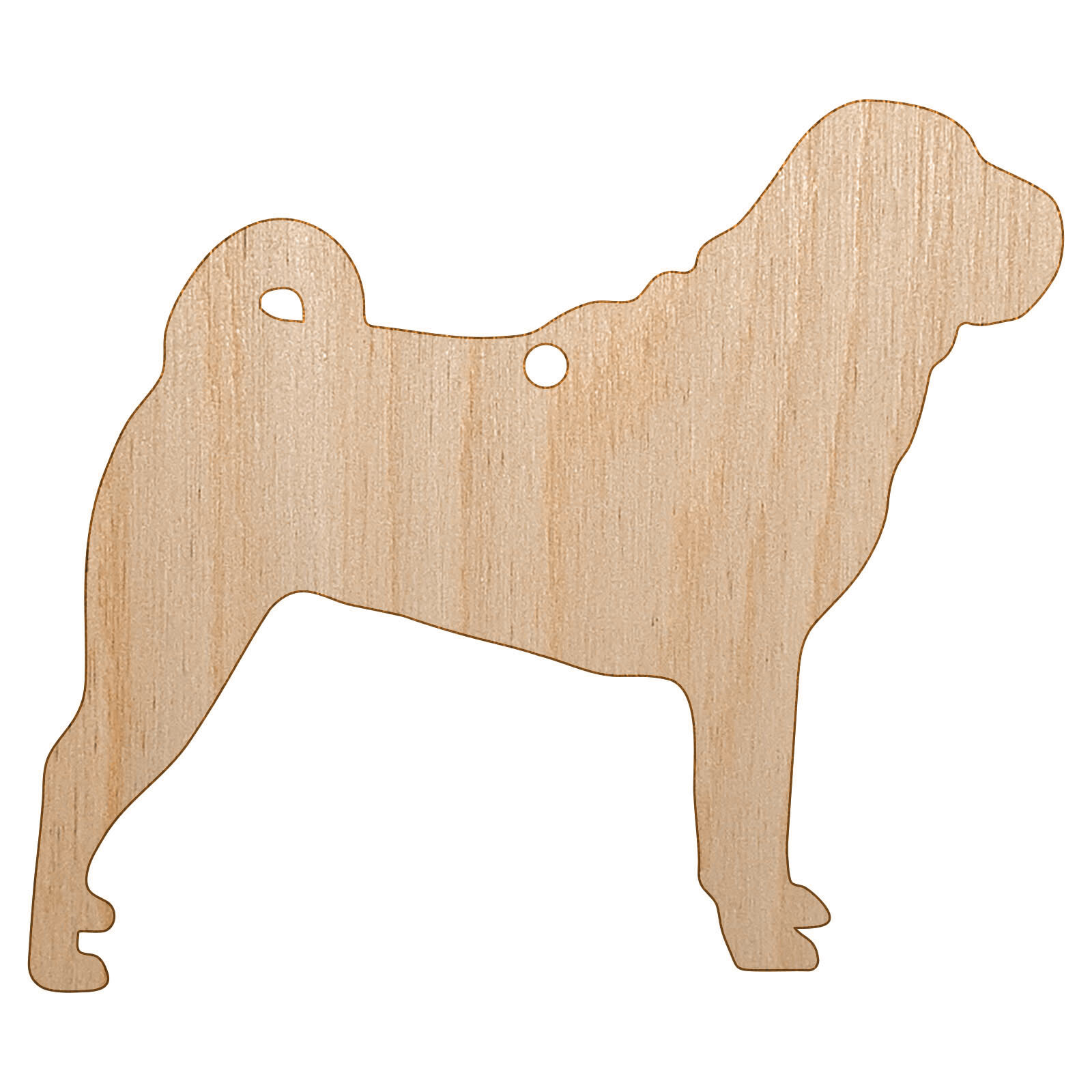 Shar-Pei Dog Solid Unfinished Craft Wood Holiday Christmas Tree DIY Ornament