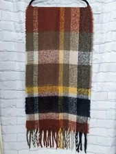 Multicolored Large Unisex Rectangle Plaid Scarf Wrap with Fringe One Size