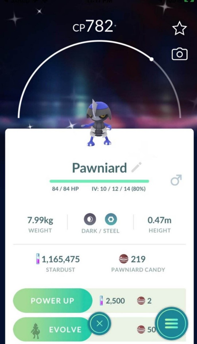 Pokemon Shiny Pawniard -TRADE 20k Dust Registered Shiny Pokemon Shiny Pawniard -TRADE 20k Dust Registered Shiny