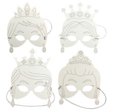 Masks Child Princesses Cardboard White 17 X 35 CM X 4 Pieces