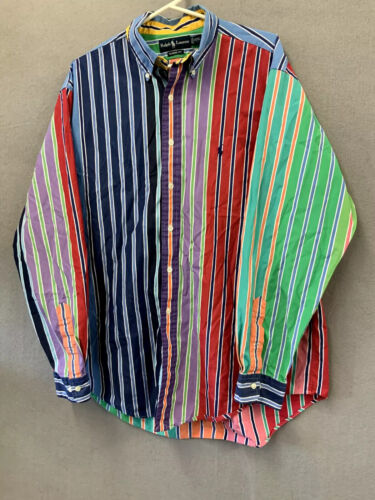 Polo Ralph Lauren Shirt Colorful Button Down 90s Men XL 17 Derby racing