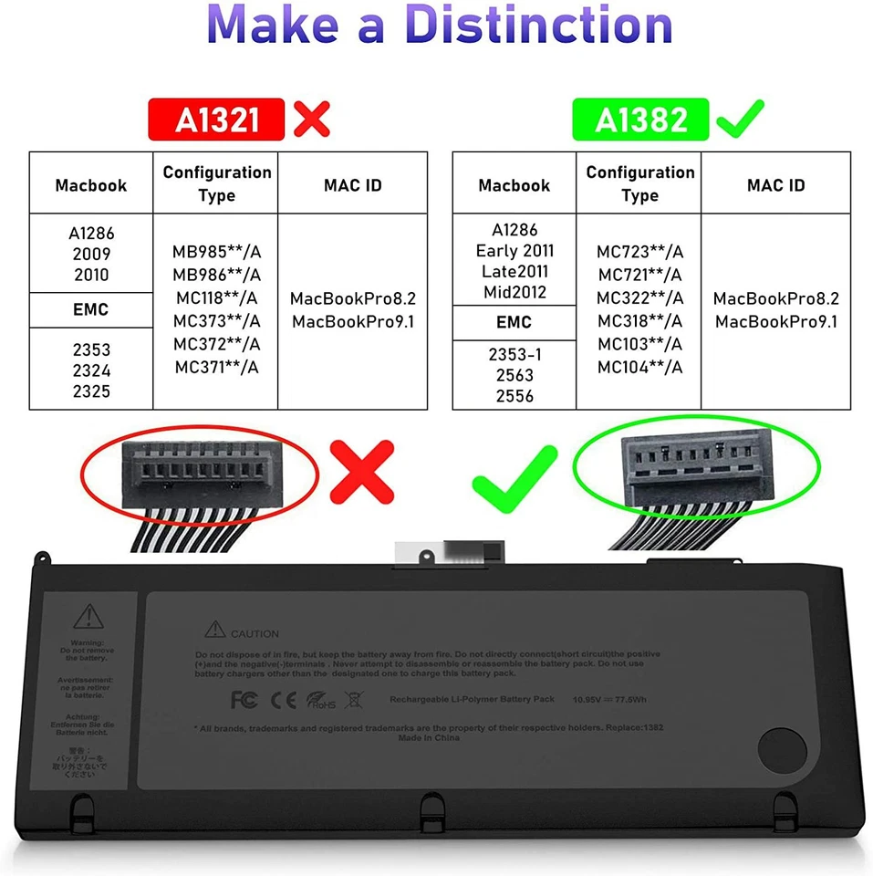 A1382 电池 适用于 Apple MacBook Pro 15 英寸 A1286 2011 年底 2011 年中期 2012 — 第 4/4 张图片