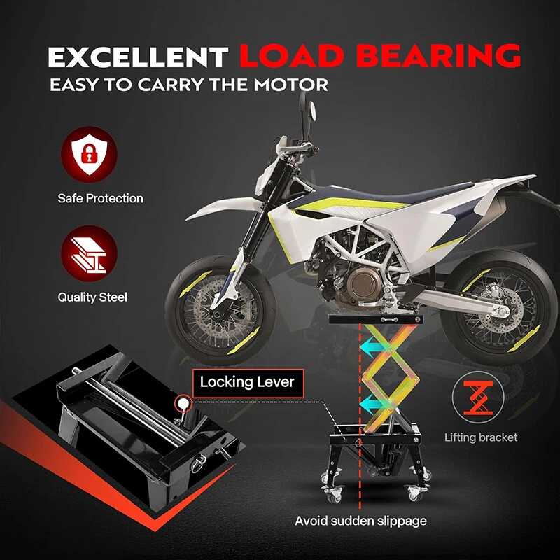Mesa elevadora hidráulica 350 lb para motocicleta 4 ruedas ATV moto de cross tijera gato soporte Foto 3 de 4