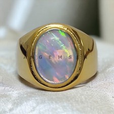Opal Gemstone With 14K Solid Yellow Gold Ring For Men's AL891