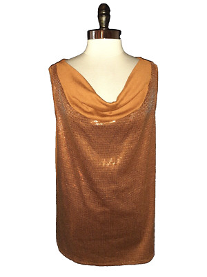 IMAN Plus Size 1X Tank Top Shirt Copper Brown Sequins Sleeveless