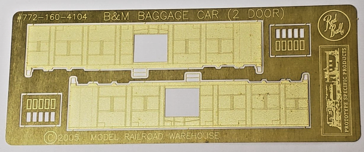 N scale Etched Brass Car Sides B&M Baggage Car (2Door) RED BALL MRRW