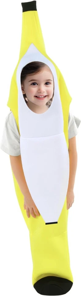 Kids Banana Costume Boys Girls Halloween Banana Costume Cosplay Dress Up 5-10T - Image 2 of 4