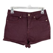 Bullhead Denim Shorts Junior Sz 5 Super High Rise Shorty Maroon 5 Pocket