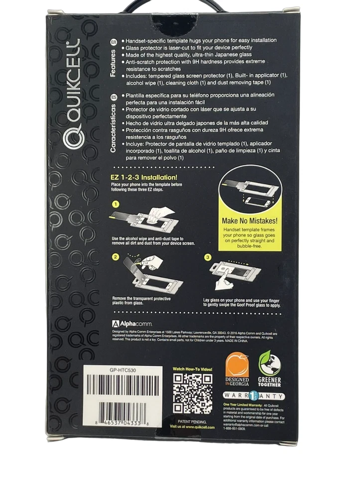 Protector de pantalla de vidrio extremo Quikcell Goof Proof para HTC Desire 530 Foto 2 de 4