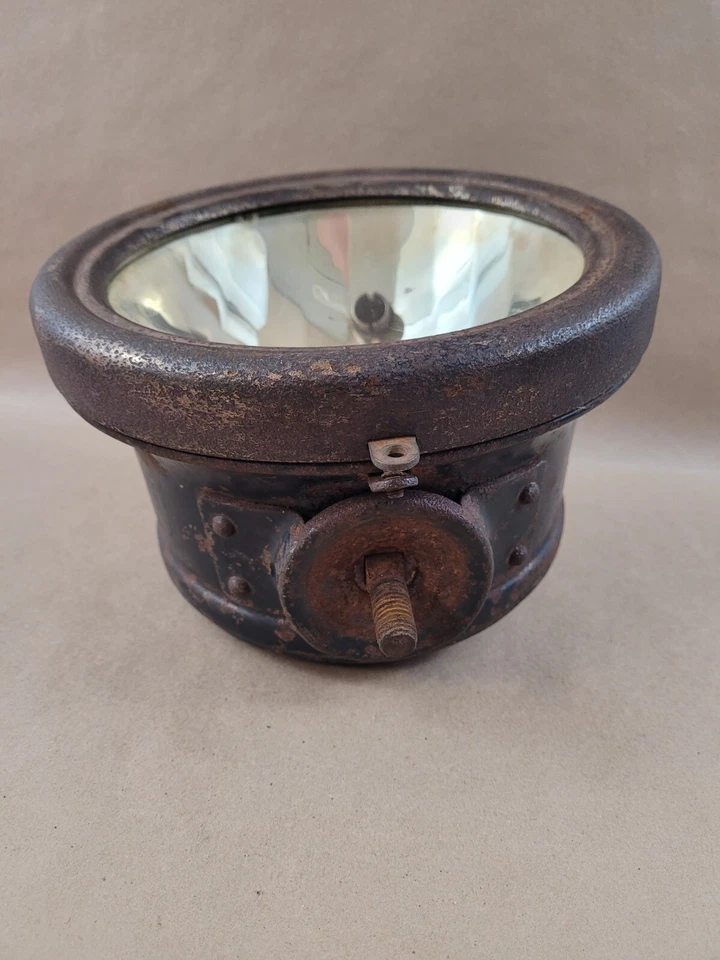 Антикварная 9-дюймовая поисковая лампа для фары американский плоский отражатель стеклянная линза - Изображение 2 из 4