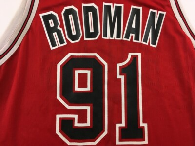 Chicago Bulls #91 Dennis Rodman basketball red shirt jersey NBA