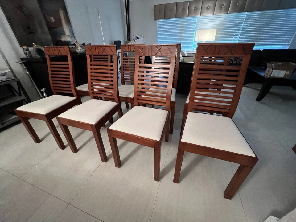 Italian cherry Dining Table 8 People Durable Wooden Oval Dining - Image 4 of 4