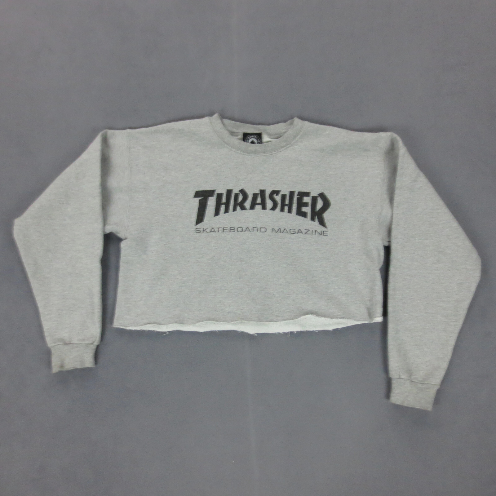 Sweat Oversized Trasher M Gris Crop Crewneck Spellout Punk Skateboard
