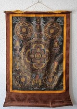 Bellissimo quadro antico Thangka "MANDALA" - Nepal / Tibet - pittura fine - 1950 ca.