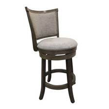 Upholstered Swivel Seat Barstool - Set of 2 - Gotham Grey - Grey Upholstery