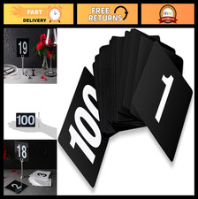 Double-Sided Plastic Table Numbers 1-100, 4"x4", Light Grey on Black - Restauran