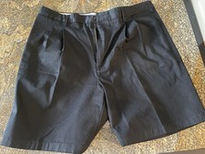 Chaps Pleated Dress Casual Shorts Mens Big & Tall 38 Black Egyptian Cotton
