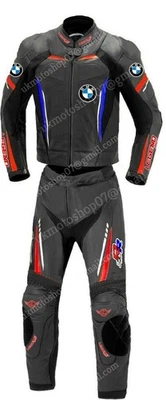 BMW RR Hommes Combinaison de Moto en Cuir Courses Moto en Cuir Veste Pantalon 52 - Photo 1/3