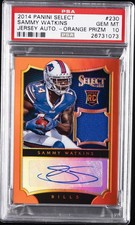 2014 PANINI SELECT JSY AUTO-ORANGE PRIZM #230 SAMMY WATKINS PSA 10