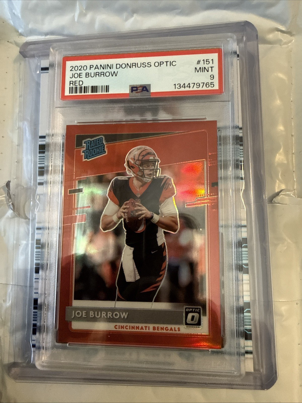 Joe Burrow 2020 Panini Optic 151 Rookie Card PSA 9 - RED /99
