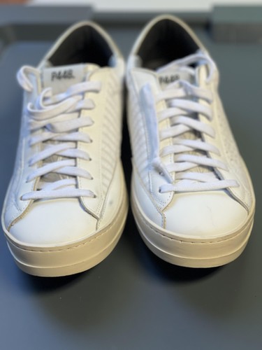P448 Scarpe Uomo Taglia 40 Bianco Argento Sneakers Basse Pelle Traforata Casual - Foto 4 di 9
