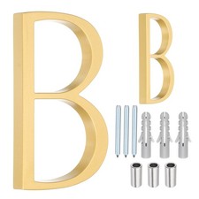 Floating House Letters, 5 Inch Address Number with Nails(Letter B, Gold)
