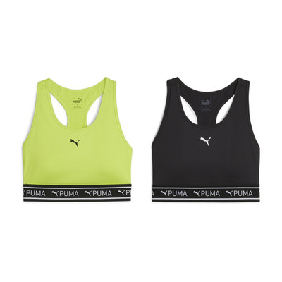 Puma 4Keeps Elastic Damen Sport-BH Mid Support Top Schwarz Grün Fitness Training