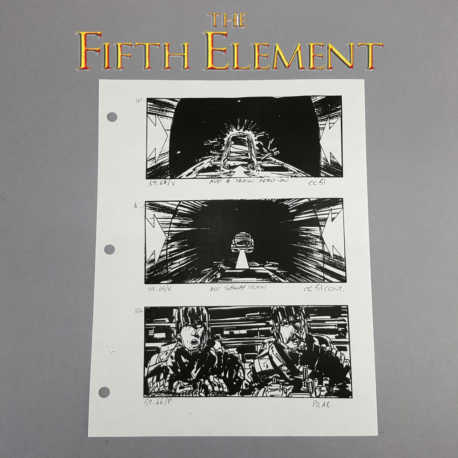 The Fifth Element - Production Used Storyboard, Cab Chase 160-162 , COA