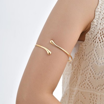 Stainless Steel Upper Arm Bracelet Geometric Coil Cuff Bangle Adjustable Jewelry