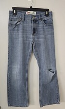 Levi's 505 Red Tab Straight Leg Blue Jeans. Boy's Sz 14 Reg 27x27. Distressed.