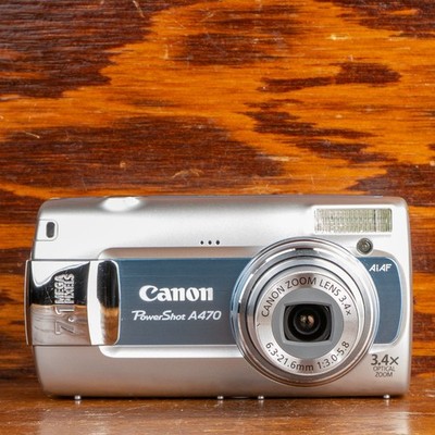Canon Powershot A470 7.1MP Blue Digital Point & Shoot Camera Tested Working