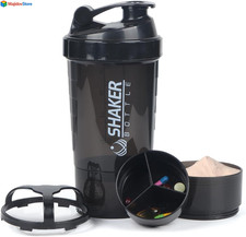 Protein Shaker Bottle 16 oz Shake Cup for Protein Powder with Storage Sports New