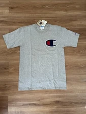 Champion Vintage Big C Patch Logo Shirt Men's Size M, Gray, NWT