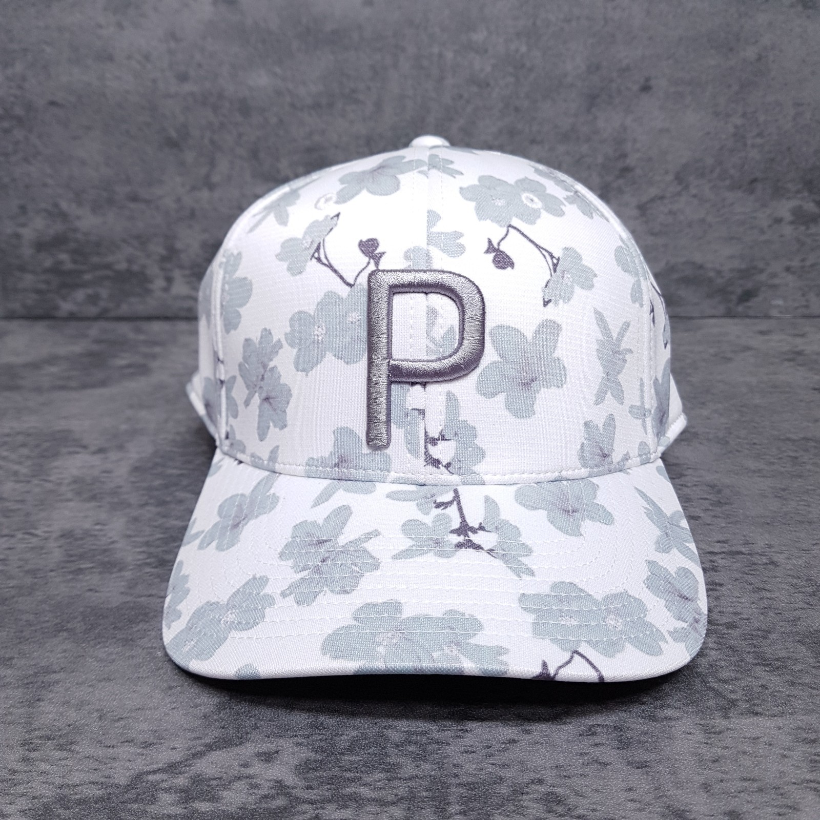 Hat Cap Snap Back Adult One Size White Grey Floral