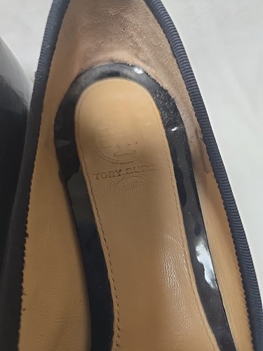 Tory Burch Chelsea Pump donna taglia 6 nero vernice logo fiocco tacco basso - Foto 3 di 10