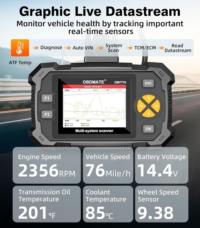 Code Readers & Scanners Full Systems OBD2 Scanner Car Diagnostic Tool ...