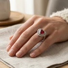 Precious Red Ruby Heart Ring 3.20Ct 925 Sterling Silver Handmade Jewelry Rings