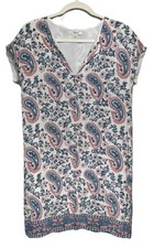 Madewell Silk Flora Paisley Popover Dress Pink Blue Women’s Size Small EUC